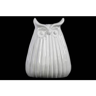 White Owls Home Decor Our Best Goods Deals Online At Ceramic Owl Figurine With Ribbed Design Body Lg Gloss Finish White