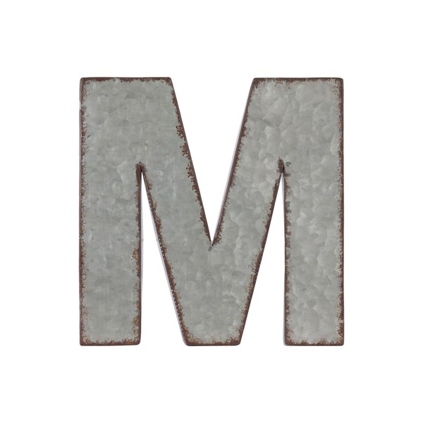 Grey Zinc Alphabet Galvanized Wall Decor Letter 'M' with Rusted Edges ...