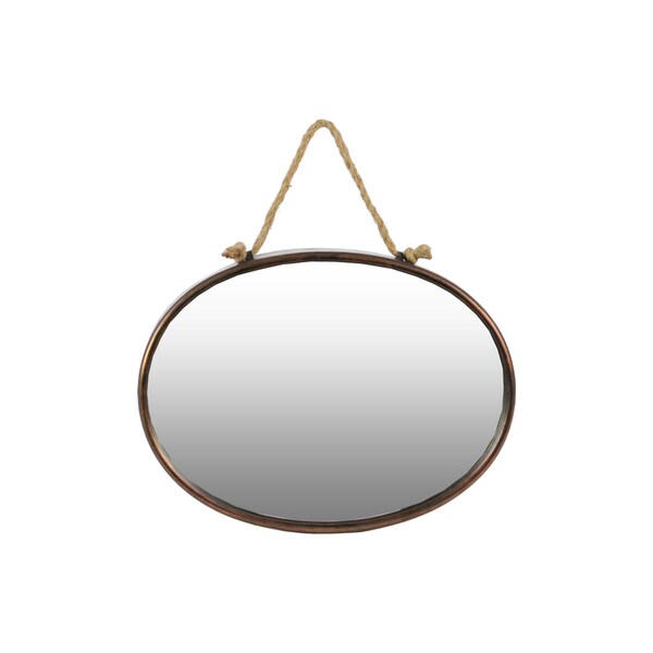 Shop Tarnished Finish Bronze Metal Oval Wall Mirror with Rope Hanger