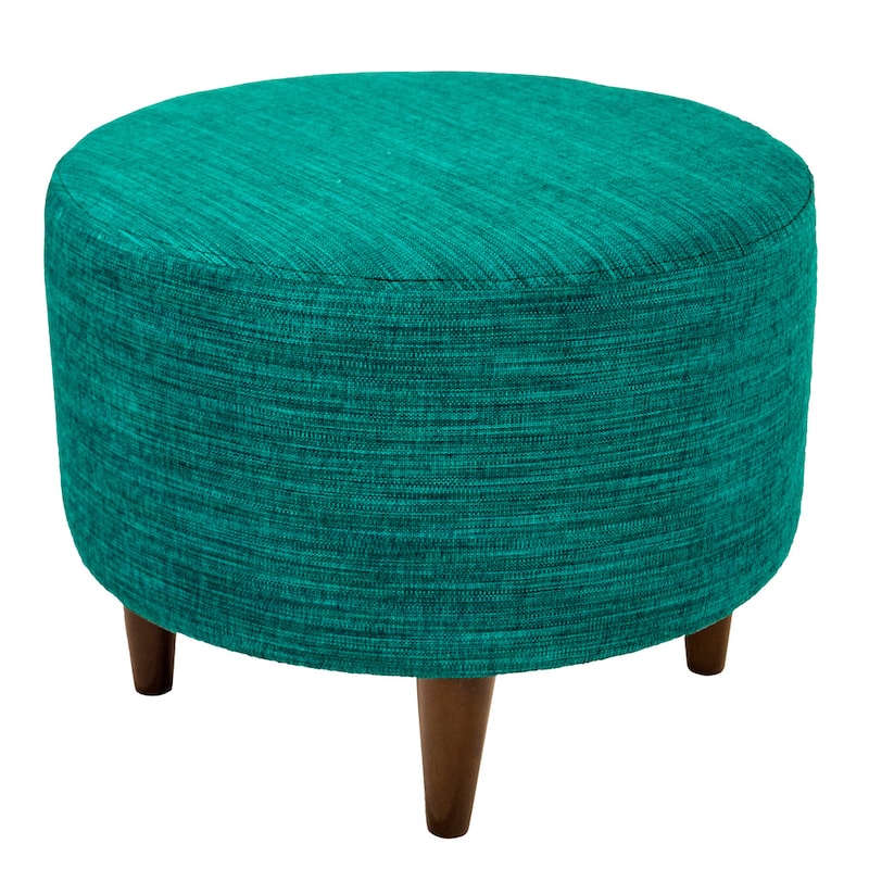 MJL Furniture Sophia Lucky Round Upholstered Ottoman - Turquoise