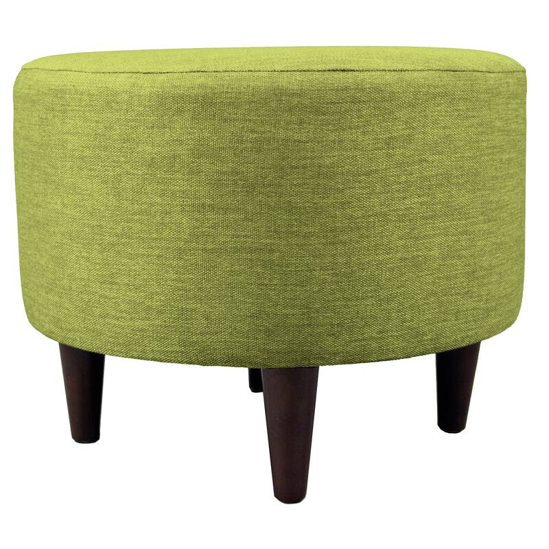 Porch & Den Grace Round Upholstered Ottoman - Green