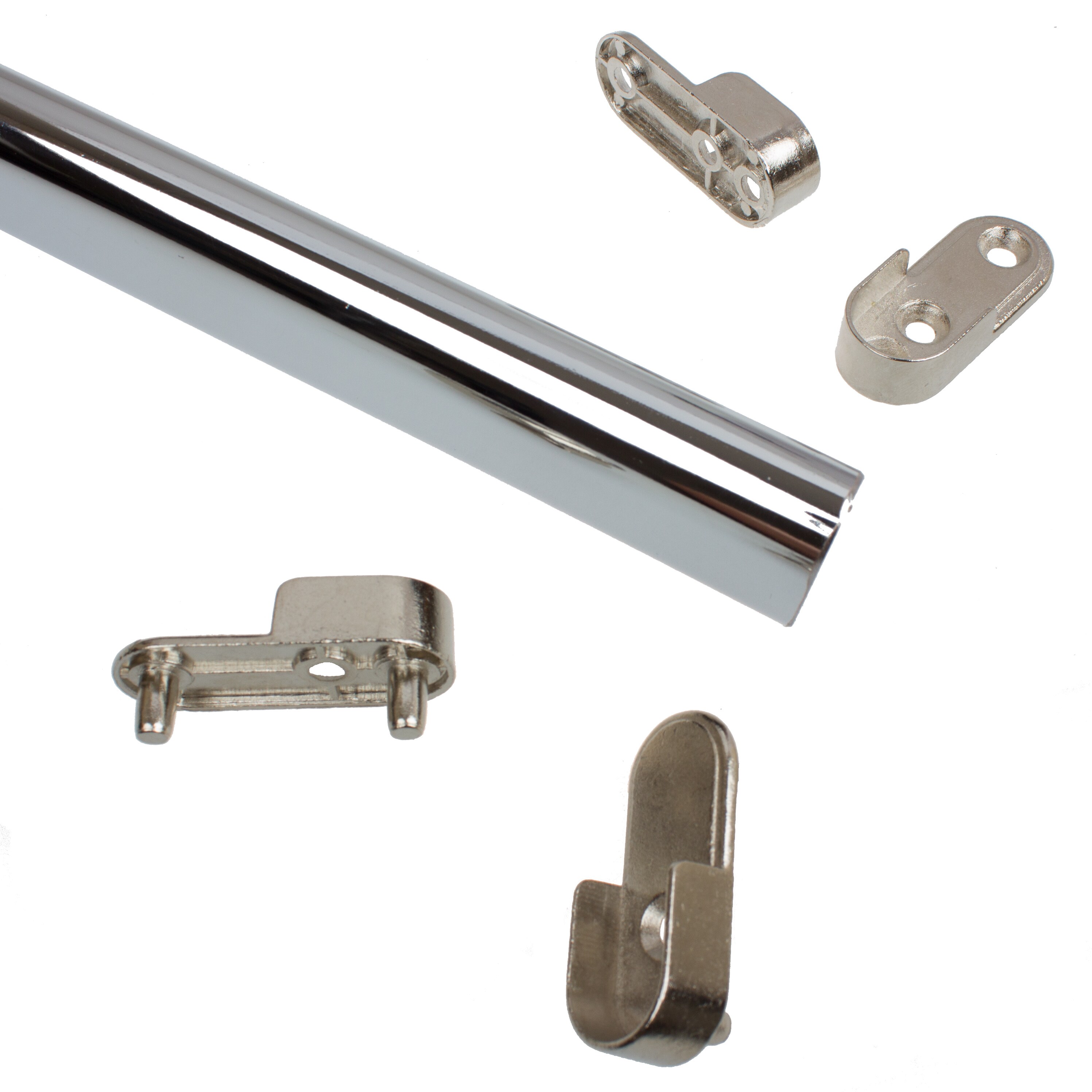 Shop Gliderite 48 Inch Steel Oval Closet Rod With Two Sets Of End Supports Polished Chrome Pack Of 1 2 Or 4 Overstock 11381732