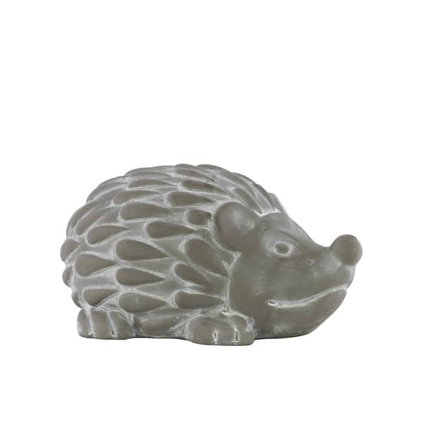 slide 1 of 1, Small Washed Concrete Finish Grey Cement Standing Hedgehog Figurine