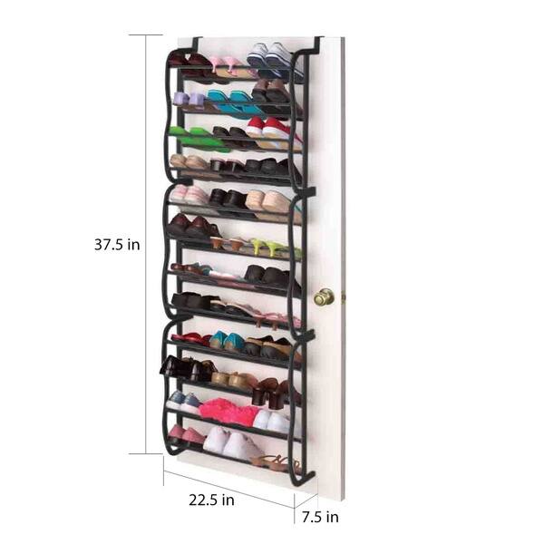 Shop Black Friday Deals On Sunbeam Black Over The Door 36 Pair Shoe Rack Overstock 11381996