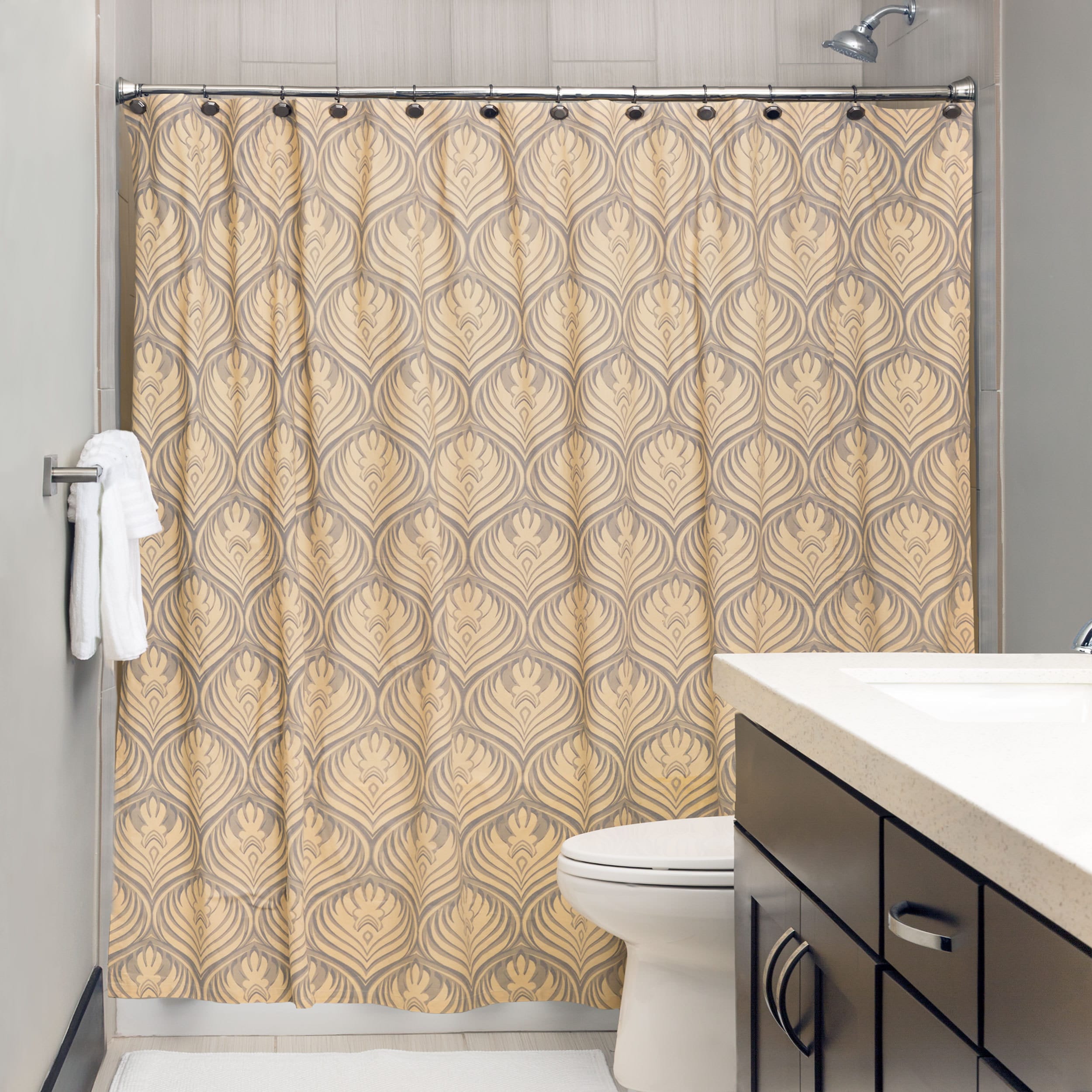 Shop Andrew Charles Ogee Collection 72 Inch Gold And Grey Shower