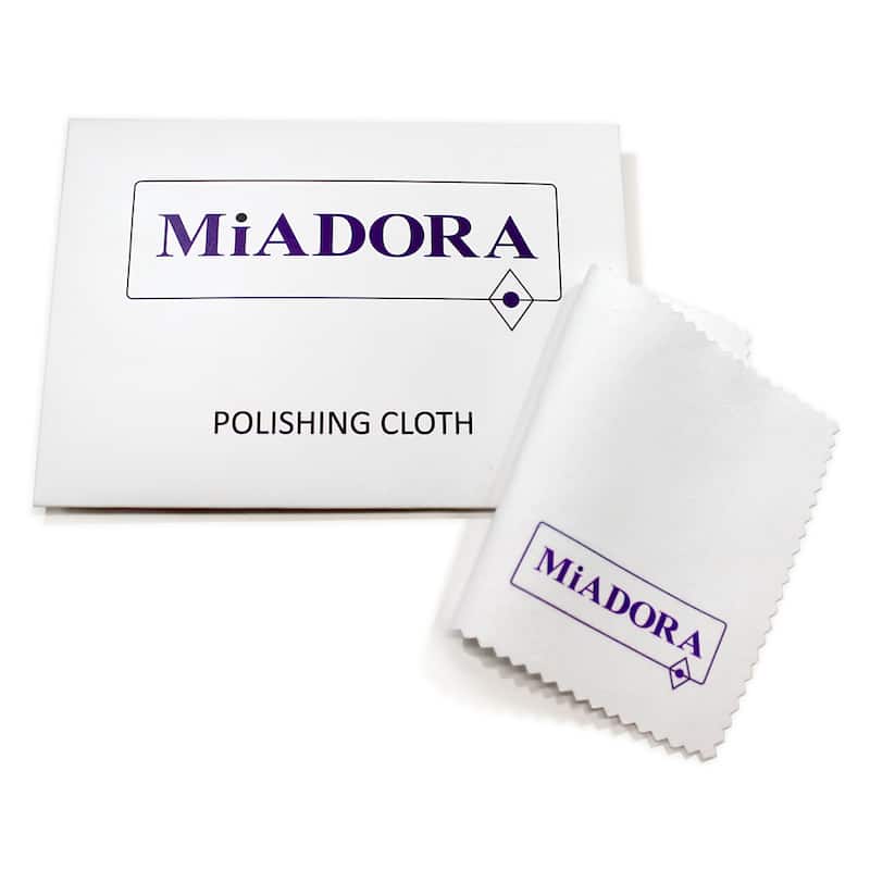 Miadora Signature Collection 10k White Gold Created Sapphire and 1/10ct TDW Diamond Bridal Set