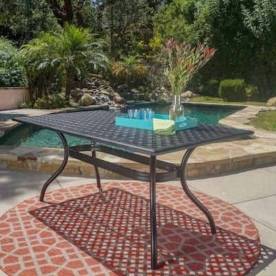 Cayman Black Sand Cast Aluminum Dining Table by Christopher Knight Home