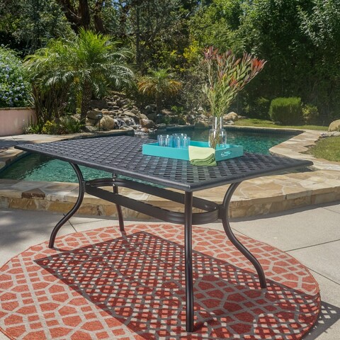 Cayman Black Sand Cast Aluminum Dining Table by Christopher Knight Home