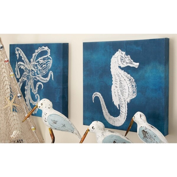 Set Of 3 Coastal 12 Inch Marine Life Canvas Wall Art By Studio Set Of 3 Coastal 12 Inch Marine Life Canvas Wall Art By Studio 351 Black