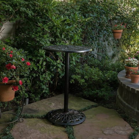 Santa Maria Outdoor Cast Aluminum Round Bar Table (ONLY) by Christopher Knight Home - 26.75"L x 26.75"W x 41.50"H