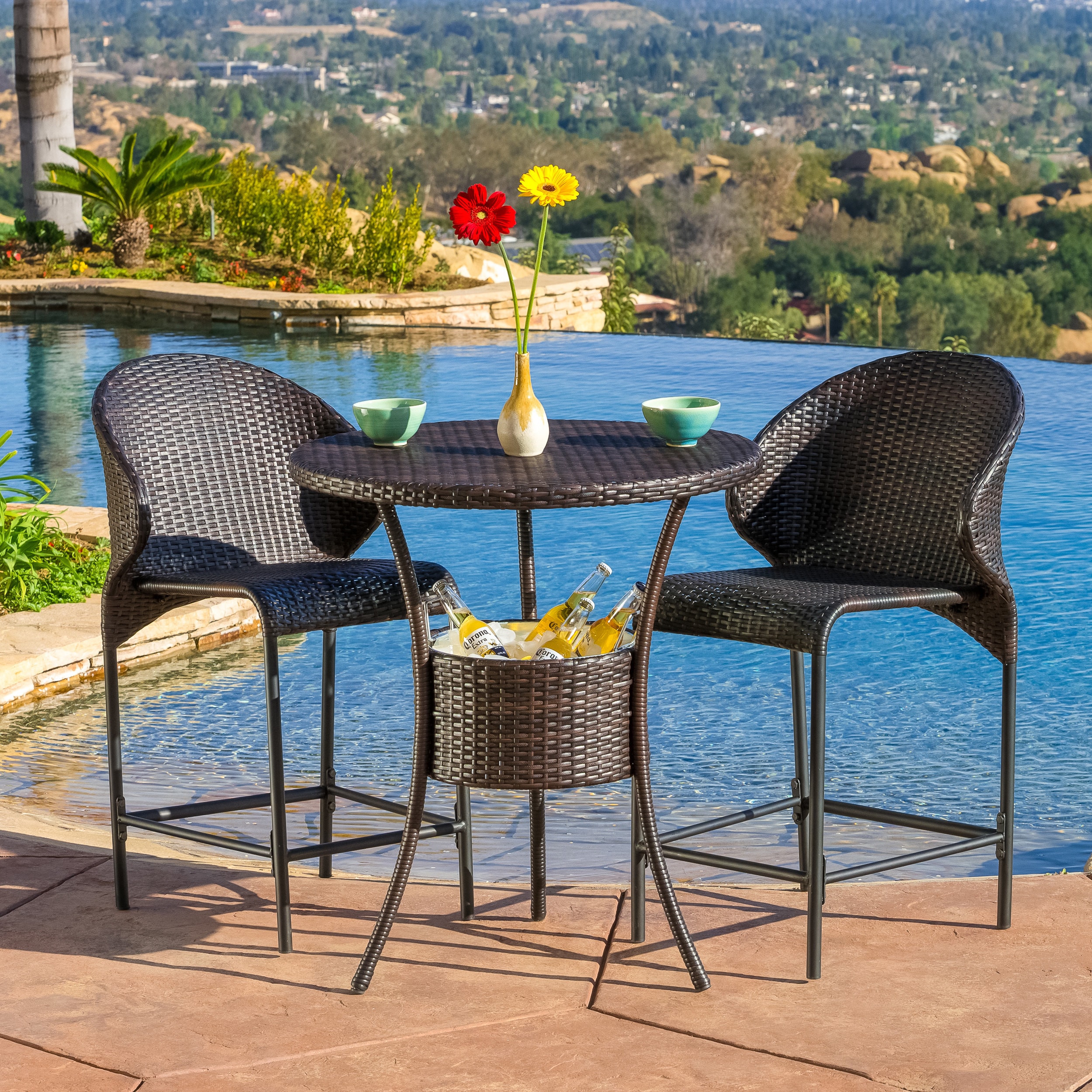 Shop Black Friday Deals On Oyster Bay Outdoor Wicker Round Bar Table Only With Ice Pail By Christopher Knight Home Overstock 11383600