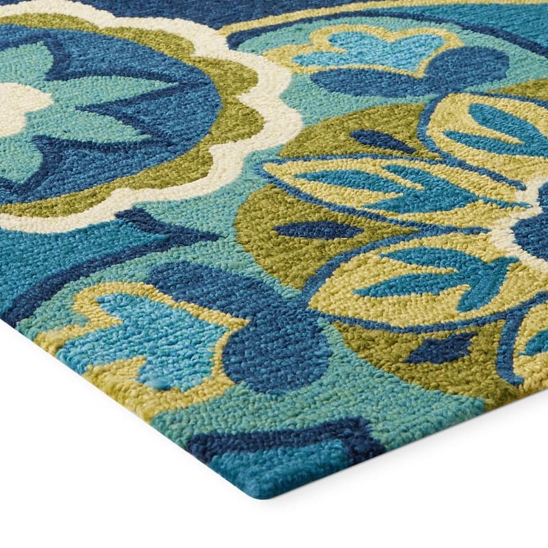 Dream Decor Rugs Miami Sundial Teal Green Indoor Outdoor Area Rug
