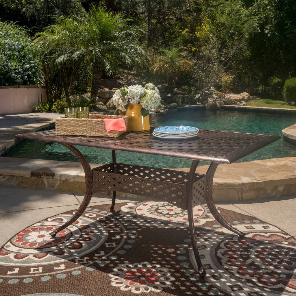 Sebastian Outdoor Cast Aluminum Rectangle Dining Table (ONLY) by Christopher Knight Home - 60.24"L x 37.41"W x 29.34"H
