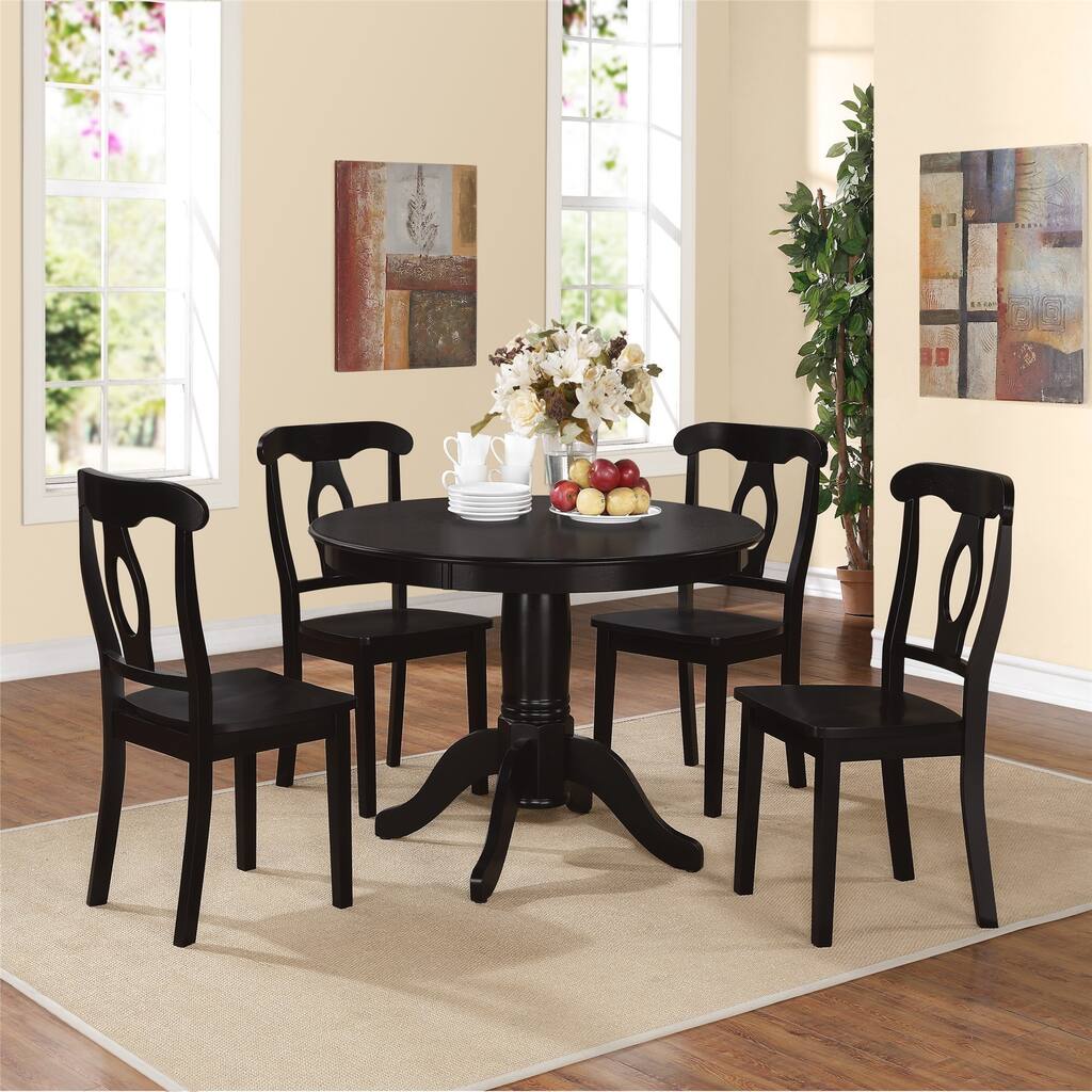 Avenue Greene Enfield Black 5-piece Traditional Height Pedestal Dining Set