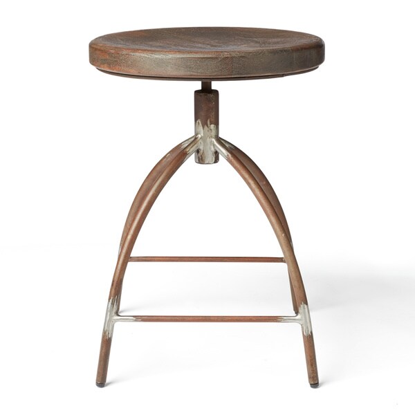 Shop Handmade Steel and Mango Wood Dining Stool (India) Free Shipping Today