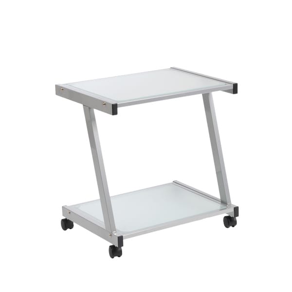 Aluminum and Frosted Glass L Printer Cart