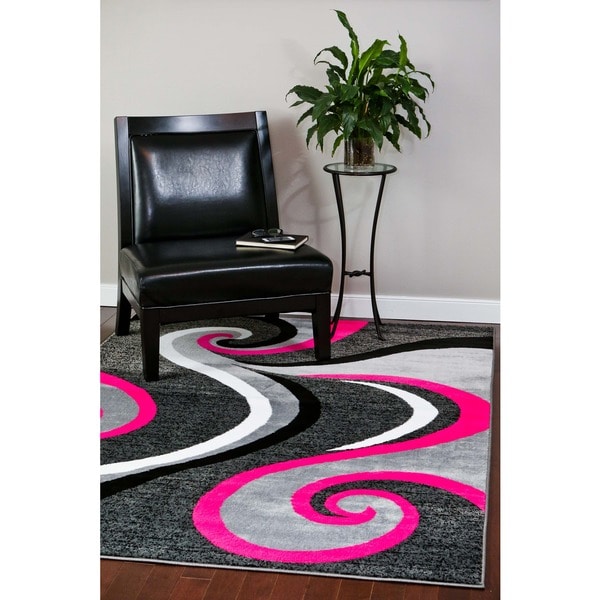 Shop Modern Trendz Collection Pink Swirl Rug 5'2" x 7'2" Overstock