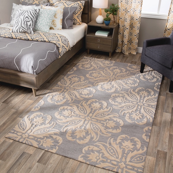 Andrew Charles Atlas Collection Gray Wool Area Rug (5' x 8') - 5' x 8'