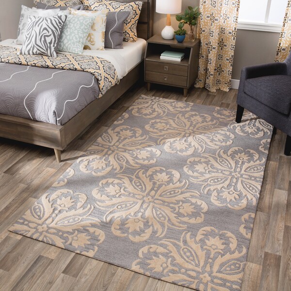 Andrew Charles Atlas Collection Grey Area Rug (8' x 10') - 8' x 10'