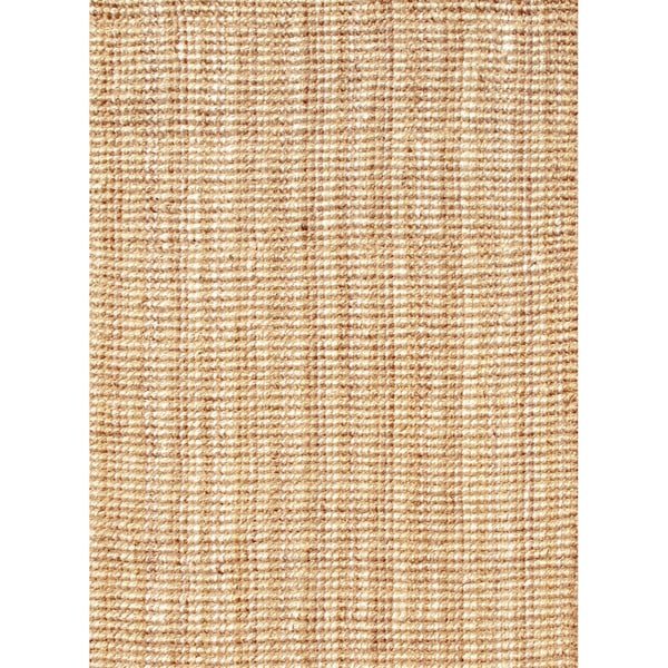 Naturals Solid Pattern Ivory/Taupe Jute Area Rug (10 x 14
