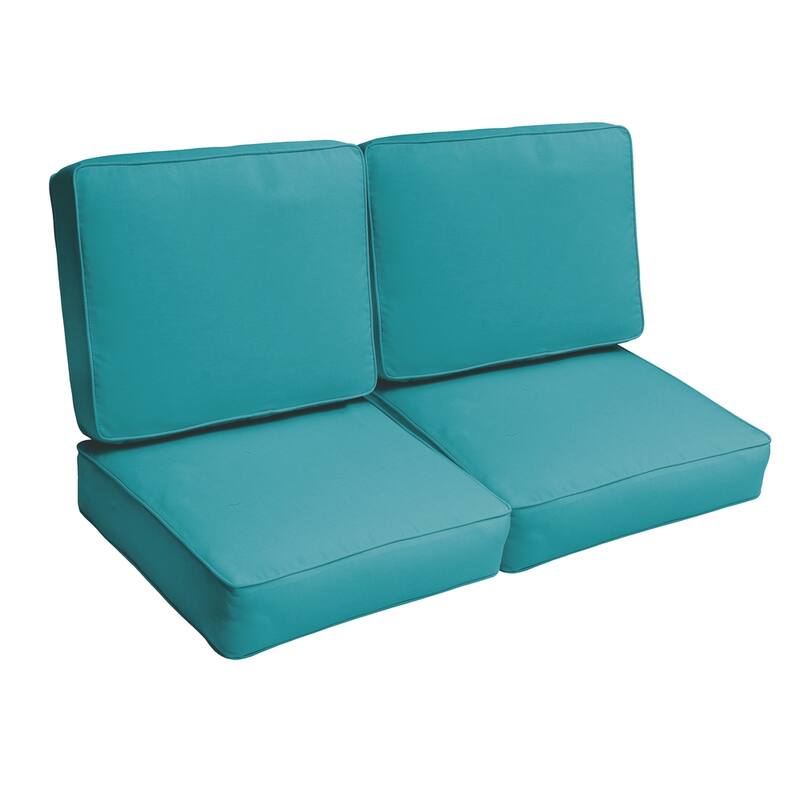 Sorra Home Sloane Aqua Blue 47-inch Indoor/ Outdoor Corded Loveseat Cushion Set