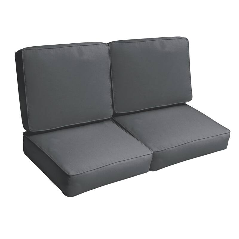 Sorra Home Sloane Charcoal Grey 47-inch Indoor/ Outdoor Corded Loveseat Cushion Set