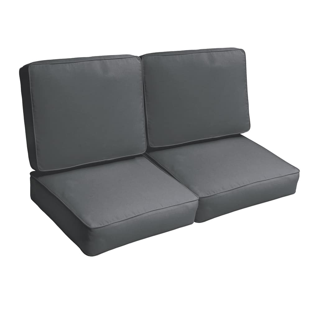 Sorra Home Sloane Charcoal Grey 47-inch Indoor/ Outdoor Corded Loveseat Cushion Set