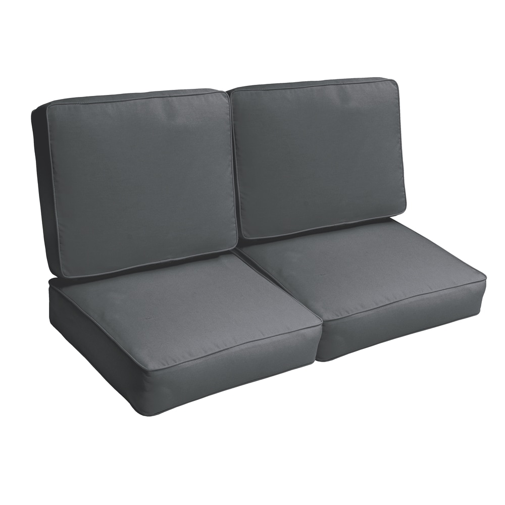 Sorra Home Sloane Charcoal Grey 47-inch Indoor/ Outdoor Corded Loveseat Cushion Set