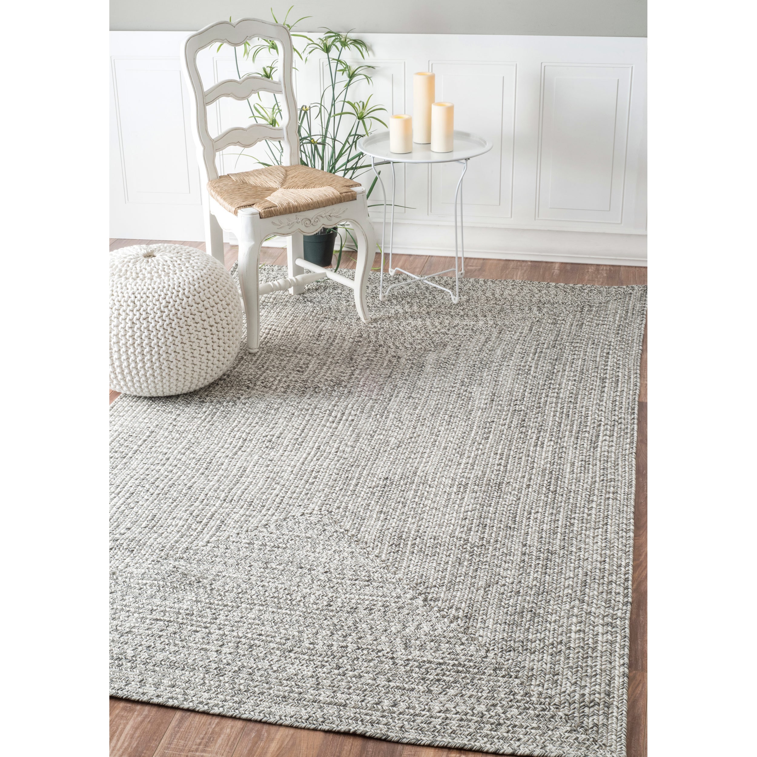 Shop nuLOOM Handmade Casual Solid Braided Light Grey Rug (4' x 6') (As