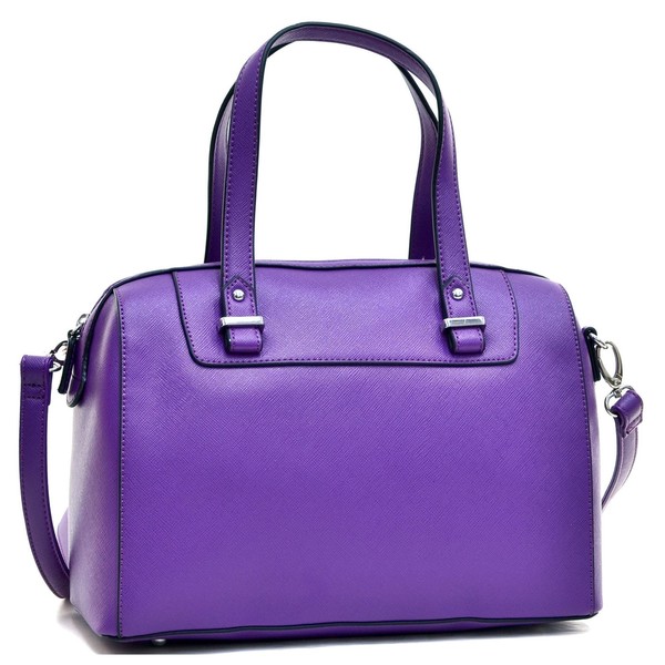 Dasein Faux Leather Barrel Body Satchel Handbag with Removable Shoulder Strap