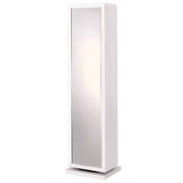 slide 3 of 4, Artiva USA BELLA Home Deluxe Full-length Mirror and Swivel Cabinet White Swivel Cabinet with Mirror & Shelving unit