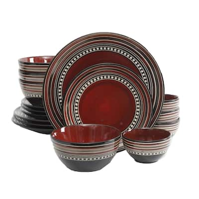 Gibson Elite Cafe Versailles 16-piece Double Bowl Red Dinnerware Set