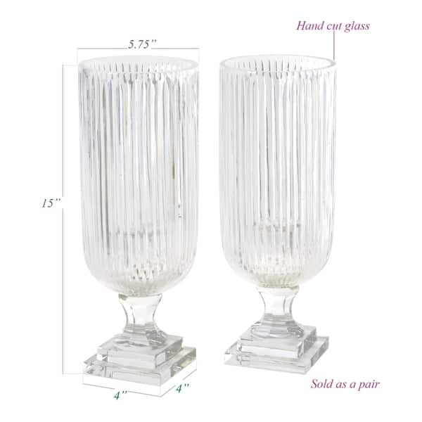 Etched Glass Wine Leg Hurricanes (Set of 2)
