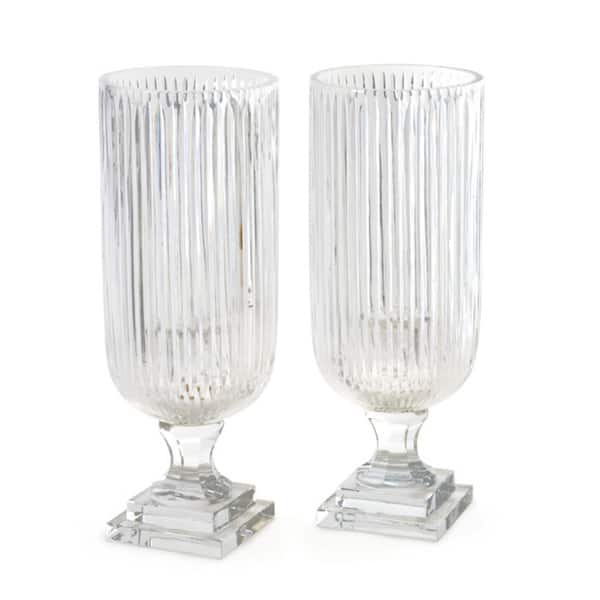 slide 2 of 5, Etched Glass Wine Leg Hurricanes (Set of 2)