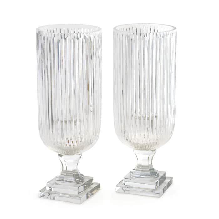 Etched Glass Wine Leg Hurricanes (Set of 2)