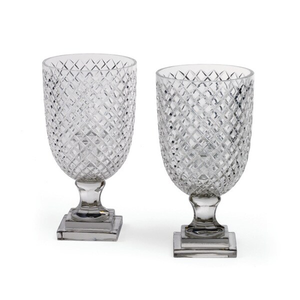 Hand-Cut Glass Cut Hurricanes (Set of 2). Opens flyout.