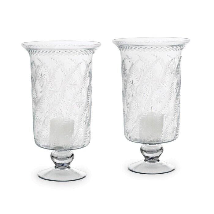 Turned Pedestal Base Hurricanes (Set of 2)