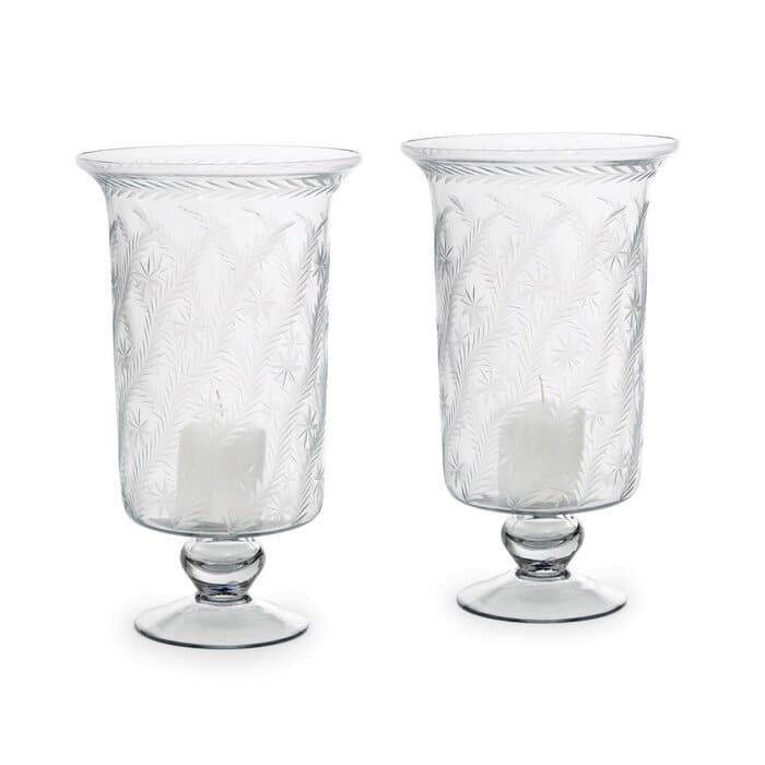 Turned Pedestal Base Hurricanes (Set of 2)