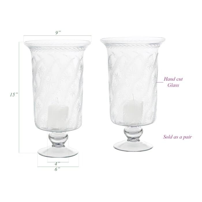 Turned Pedestal Base Hurricanes (Set of 2)