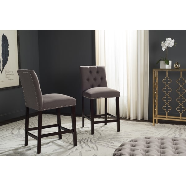 Shop Safavieh Norah Dark Taupe Counter Stool (Set of 2) Free Shipping