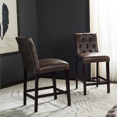 SAFAVIEH 27.5- Inch Norah Brown Counter Stool (Set of 2) - 19" x 20" x 40"