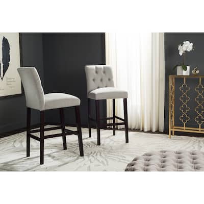 SAFAVIEH 31.5 -inch Norah Light Grey Barstool (Set of 2) - 19" x 20" x 44"