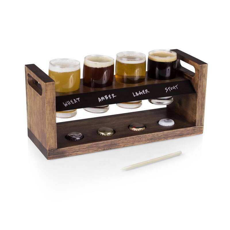 Craft Beer Flight Beverage Sampler, (Acacia Wood)