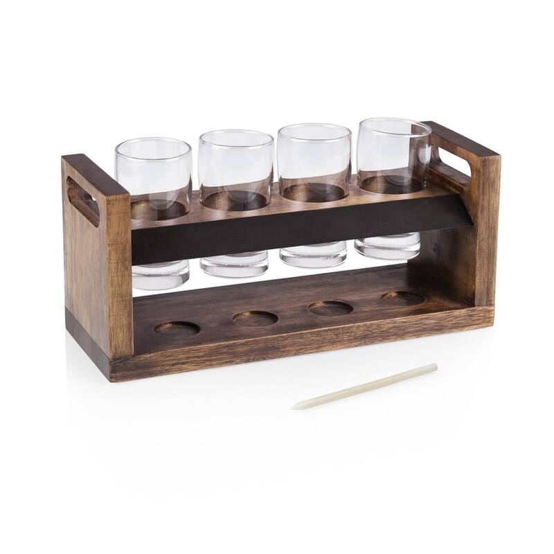 Craft Beer Flight Beverage Sampler, (Acacia Wood)
