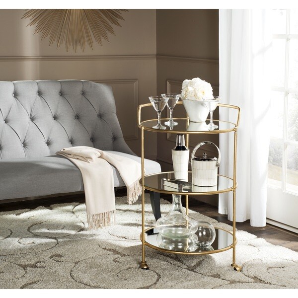 Safavieh Dulcinea Gold Mirror Top Bar Cart On Free Safavieh Dulcinea Gold Mirror Top Bar Cart