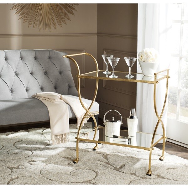 Safavieh Lucretius Gold Mirror Top Bar Cart Free Shipping Today Safavieh Lucretius Gold Mirror Top Bar Cart