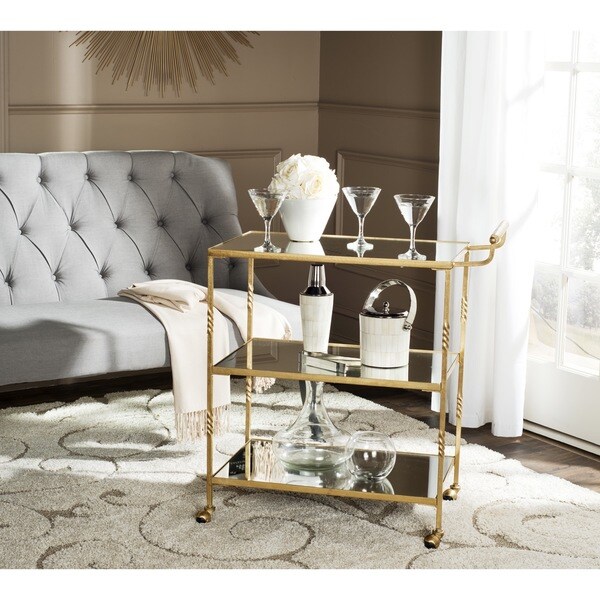Safavieh Aurelius Gold/ Mirror Top Bar Cart