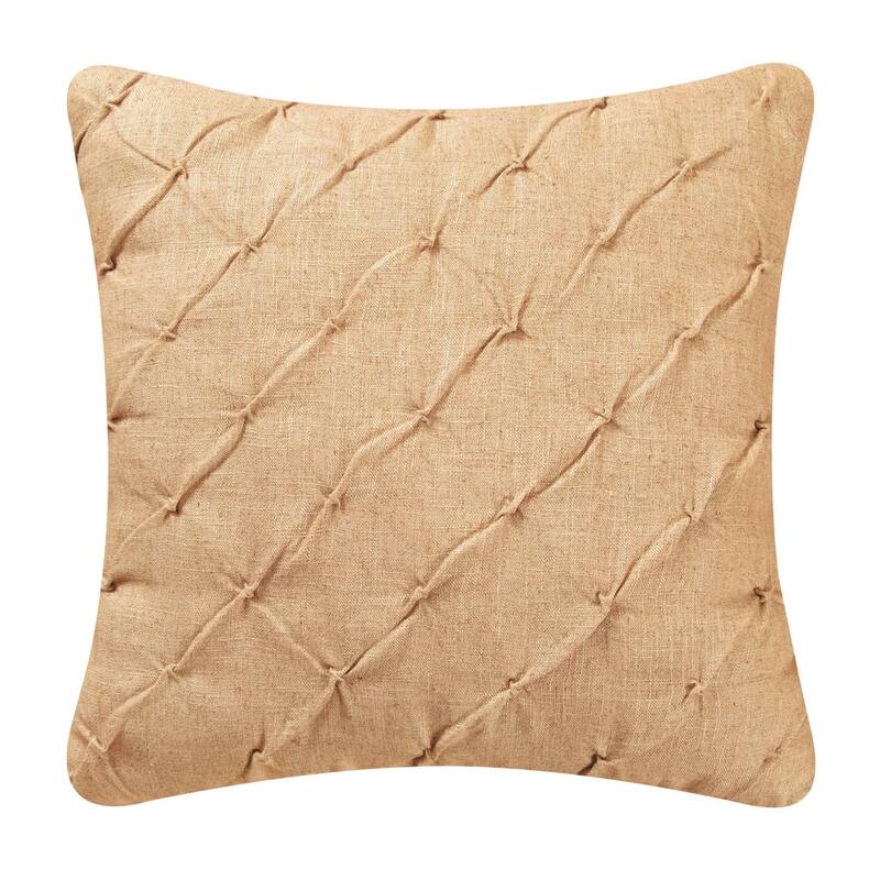Diamond Tuck Camel Feather Down 17x17 Throw Decorative Accent Throw Pillow