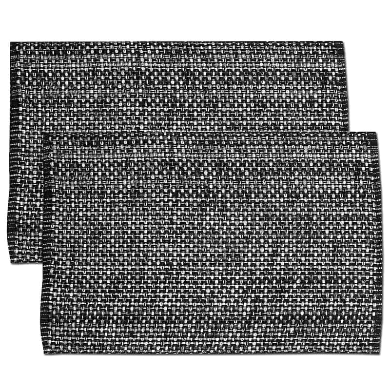 Trends Collection Black Cotton Two-tone Placemats (Set of 2, 4 or 6) - Set of 2