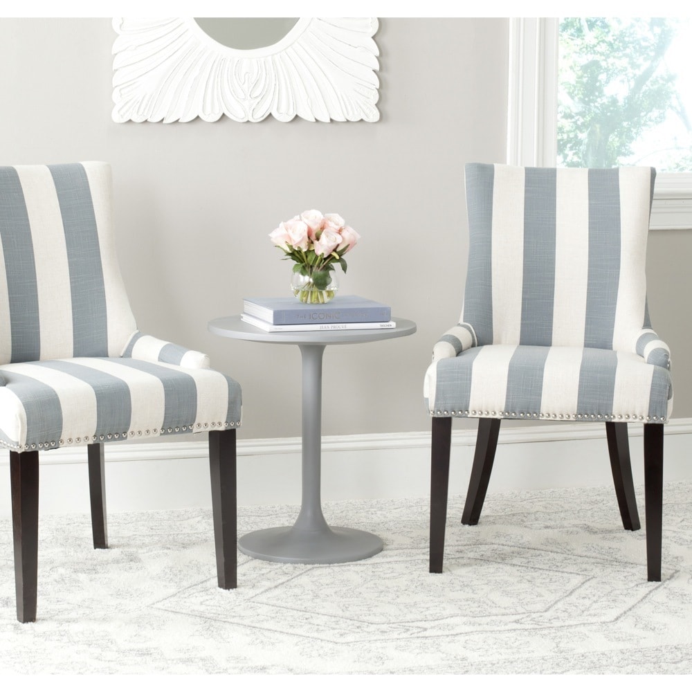 grey striped dining room chairs